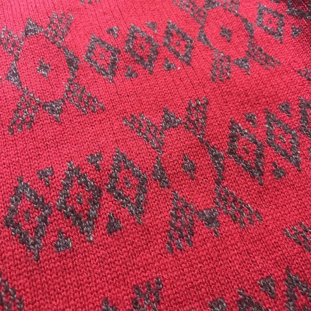 Vintage Letters Red Gray 100% Wool Crewneck Sweater Medium